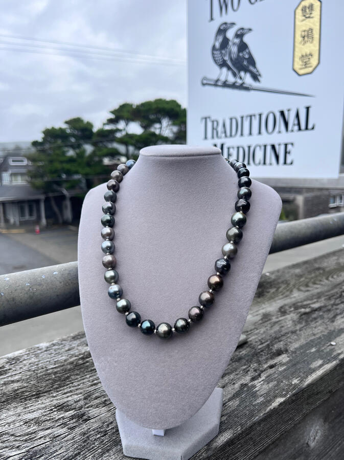 Tahitian pearls and silver.